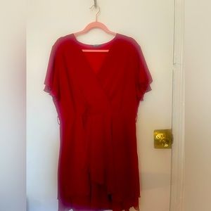 BTFBM ruffle wrap midi dress. Wine Red. XXL